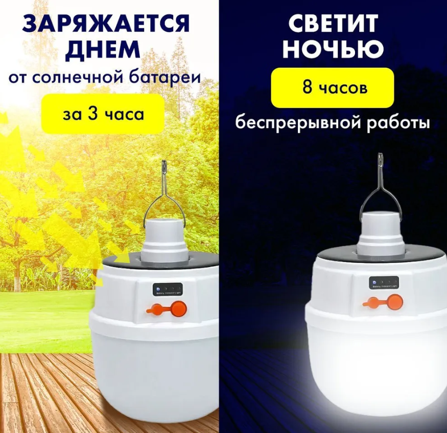 Кемпинговый подвесной фонарь Solar emergency charging lamp USB и солнечные батареи (5 режимов работы) - фото 7 - id-p216373003