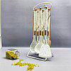 Набор кухонных силиконовых принадлежностей Diamond 7 предметов на подставке  Белый мрамор, фото 3