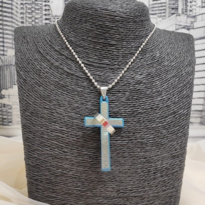 Кулон-подвеска Крест с кольцом на цепочке Синий - фото 1 - id-p216374588