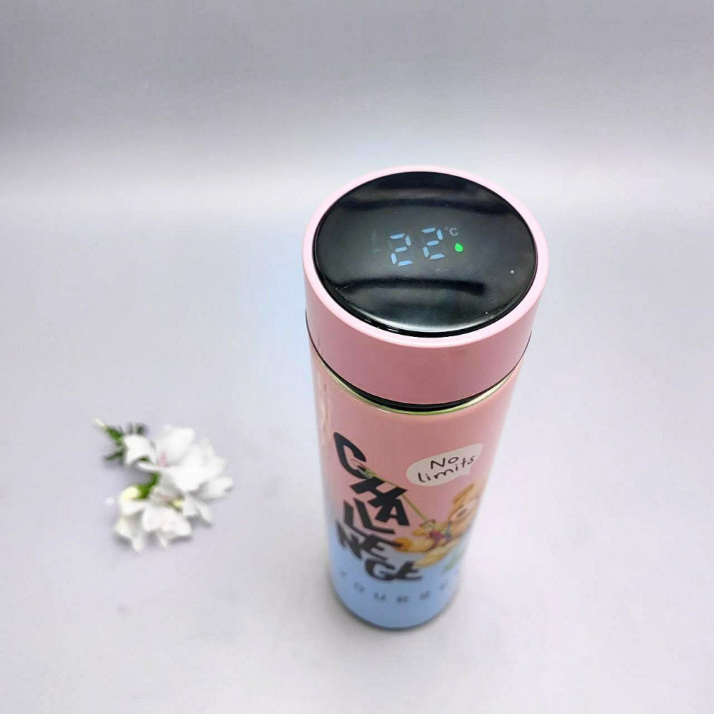 Термос Мишка с индикатором температуры и ситечком, 500 мл. Розовый - фото 9 - id-p216373024