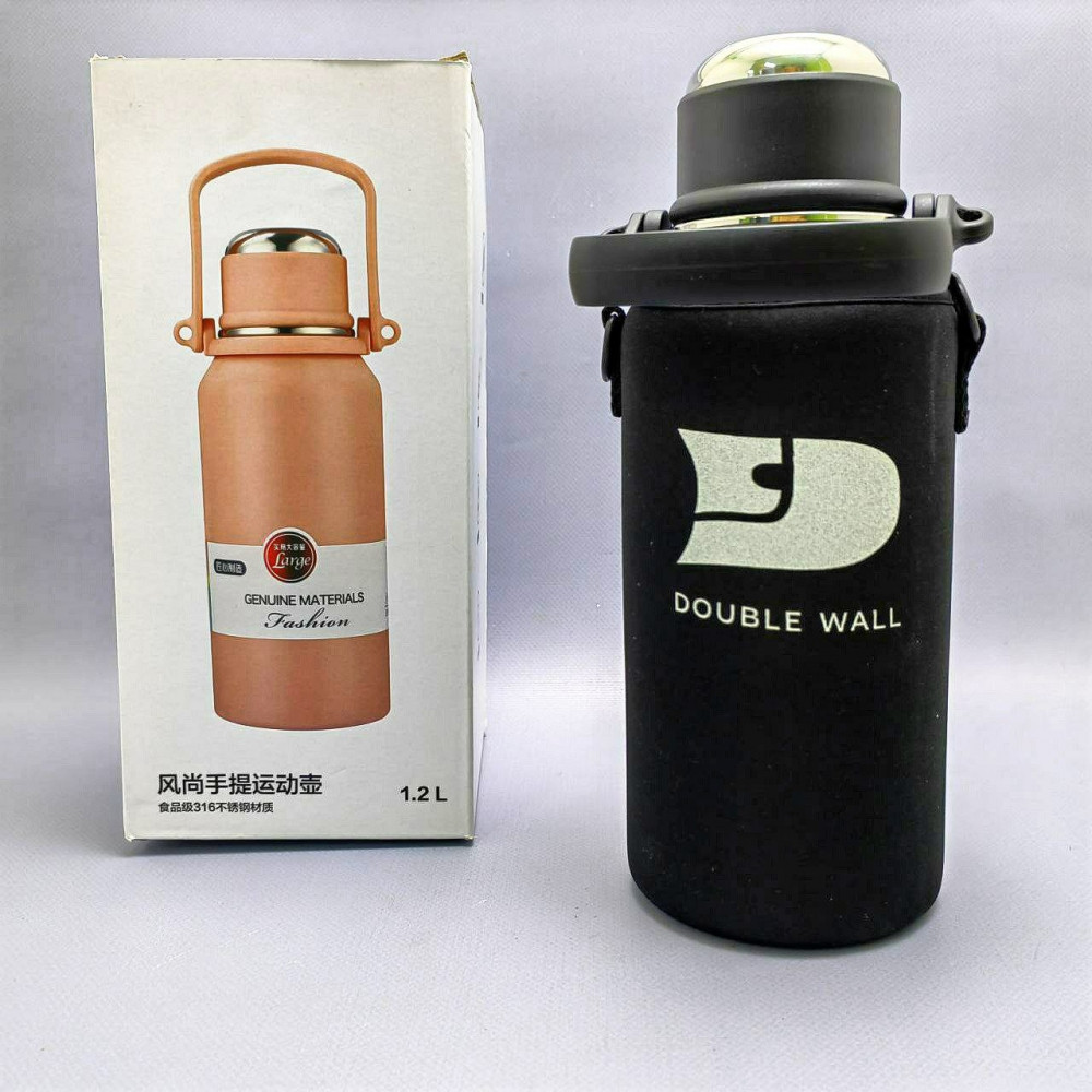 Термос вакуумный 1200 мл. в чехле, с ситечком, ручкой, клапаном, чашкой / Нержавеющая сталь - фото 5 - id-p216373029