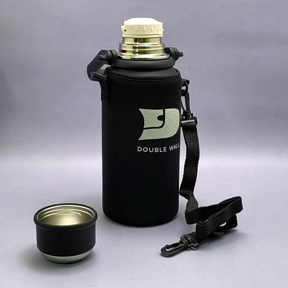 Термос вакуумный 1200 мл. в чехле, с ситечком, ручкой, клапаном, чашкой / Нержавеющая сталь - фото 9 - id-p216373029