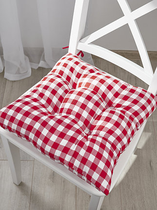 Подушка на стул 40х40 см Красная клетка, фото 2