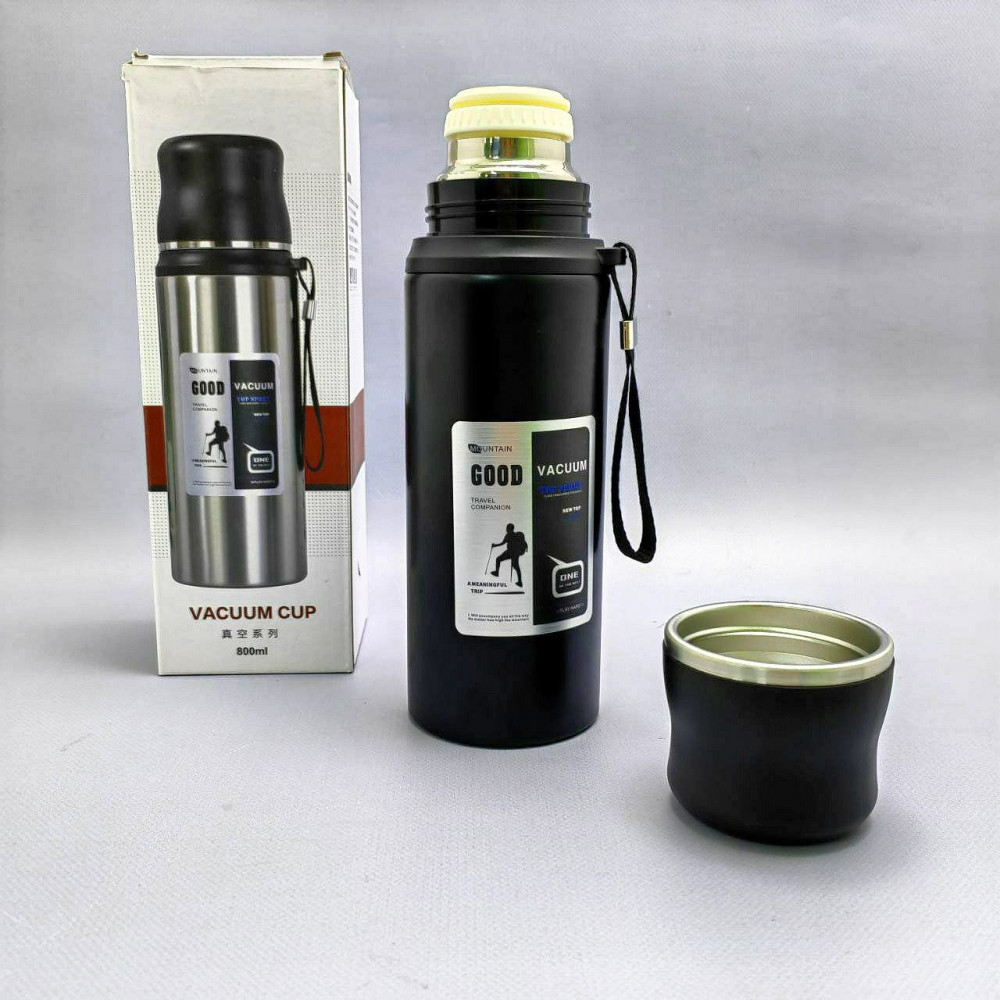 Термос вакуумный 800 мл. Vacuum Cup из нержавеющей стали, чашка, клапан - фото 10 - id-p216373033