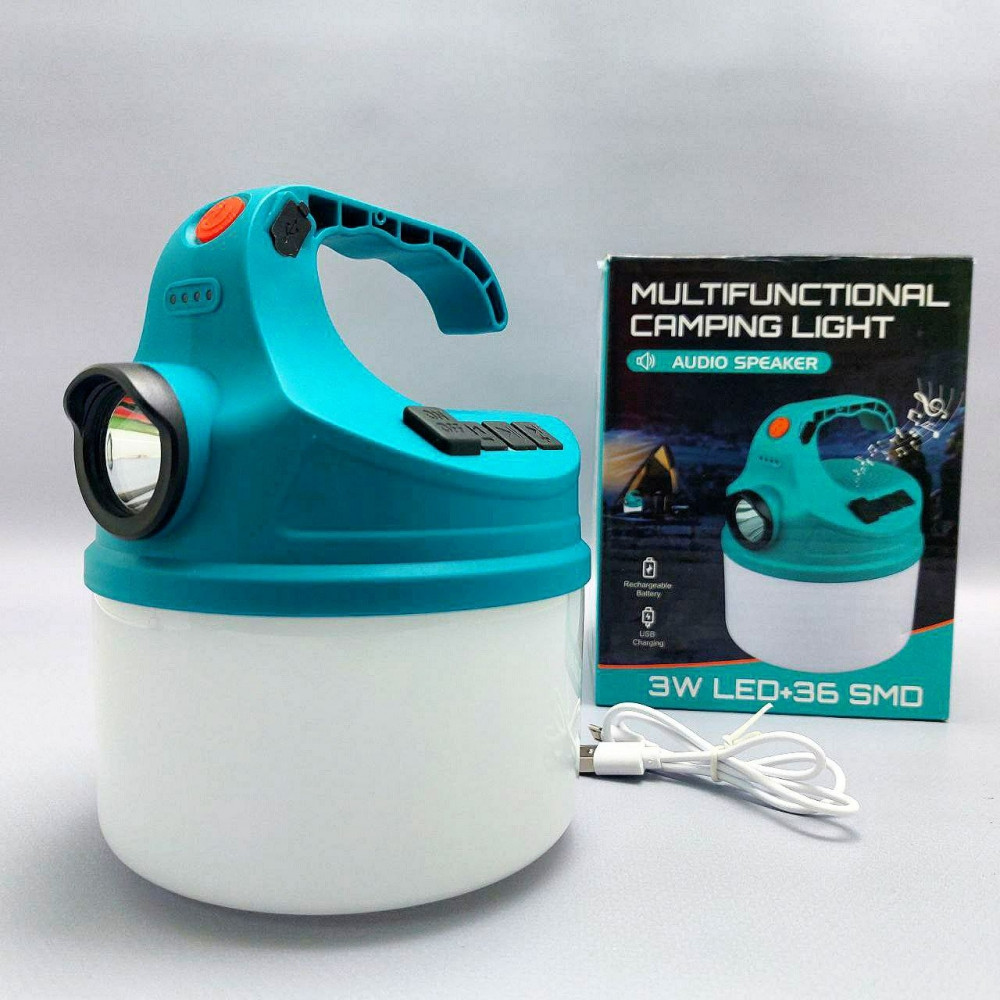 Кемпинговый фонарь-лампа с встроенной Bluethooth колонкой 3W LED 36SMD Multifunctional camping light XQ-Y08 - фото 10 - id-p216373038