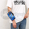 Спортивная сумка чехол SPORTS Music для телефона на руку, камуфляжный принт Серо-синий, фото 7