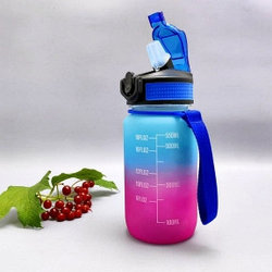 Бутылка для воды 550 мл. с клапаном и разметкой / Двухцветная бутылка для воды и других напитков Сине-розовая