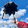 Автоматический противоштормовой складной зонт - наоборот Flash reverse Черный, фото 9