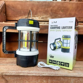 Кемпинговый фонарь-лампа Camping lantern F 910B (зарядка USB и солнечные батареи, 5 режимов работы, функция - фото 1 - id-p216373048