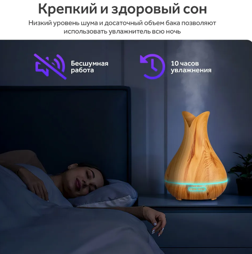 Увлажнитель воздуха (аромадиффузер) Aroma Diffuser с таймером на 1/3/6 часов и LED-подсветкой, 400 ml Белый - фото 7 - id-p216373072