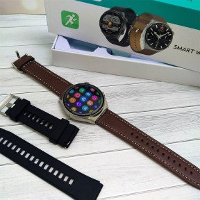 Умные часы Smart Watch Mivo GT3 /1.5/ IP68 / NFC / 2 комплекта ремешков Циферблат Серебро