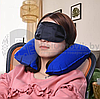 Подушка надувная под голову для путешествий Travel Selectionмаска для сна Оранжевая, фото 7
