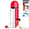 Таблетница-органайзер на каждый день Pill  Vitamin Organizer с бутылкой для воды  Красный, фото 6