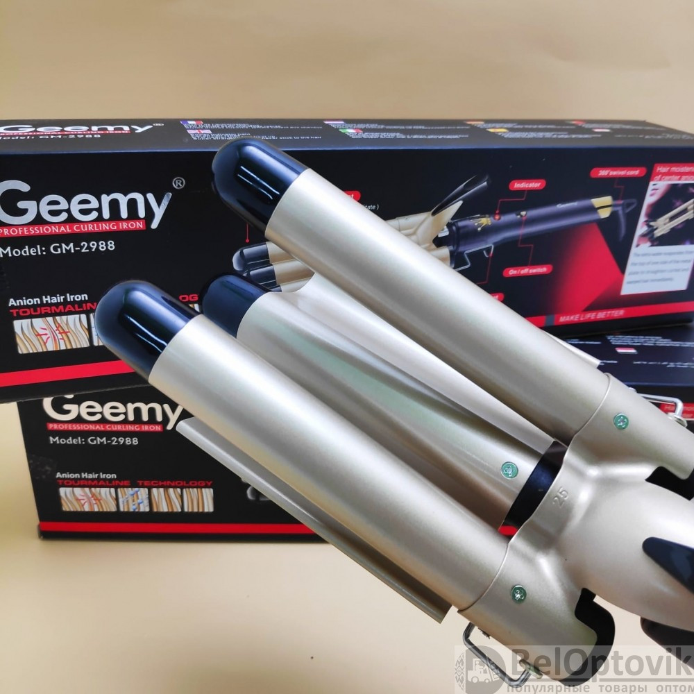 Щипцы плойка Geemy GM-2988 для завивки волос 3-х волновая с керамическим покрытием - фото 5 - id-p216373990