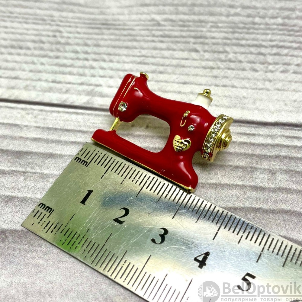 Бижутерия брошь для швеи Швейная машинка 3 см Красная - фото 3 - id-p216374011