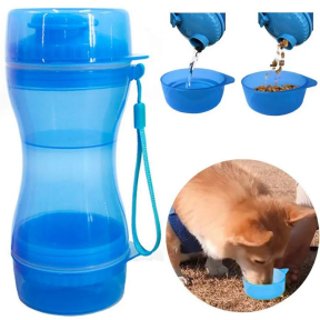Дорожная бутылка поилка - кормушка для собак и кошек Pet Water Bottle 2 в 1 Голубой - фото 1 - id-p216373158