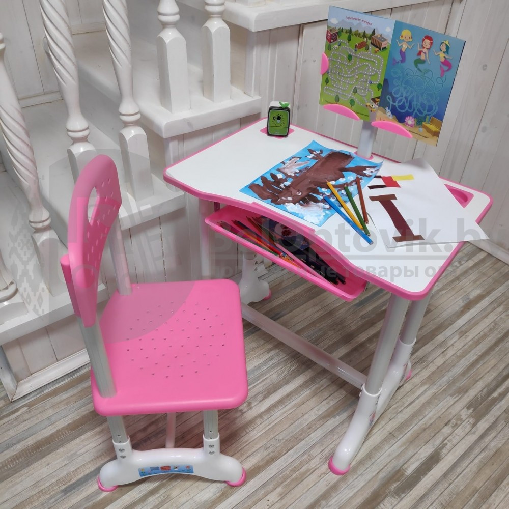 Растущая парта (стол) и растущий стул для дошкольника (подставка для книг, полка для канцтоваров) Синий - фото 6 - id-p216374381