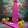 Скейтборд Пенни Борд (Penny Board) однотонный, матовые колеса 2 дюйма (цвет микс), до 60 кг.  Голубой, фото 3