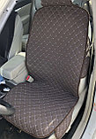 Накидки на сиденья коричневые (шоколад) лен с светлой отстрочкой / передние 2 шт., фото 2