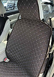 Накидки на сиденья коричневые (шоколад) лен с светлой отстрочкой / передние 2 шт., фото 3