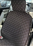 Накидки на сиденья коричневые (шоколад) лен с светлой отстрочкой / передние 2 шт., фото 5