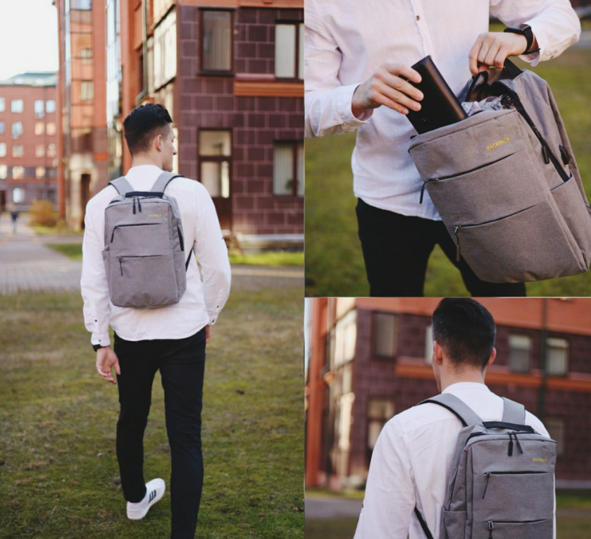 Уценка Рюкзак 3в1 BackPack Urban с USB и отделением для ноутбука до 17 DFBK01 Серый, пятно в нижней части - фото 8 - id-p216373192