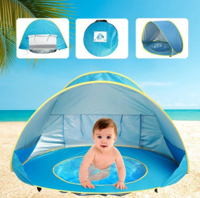 Детская палатка - домик с бассейном / Тент игровой с защитой от солнца самораскладывающийся 120 х 80 х 70 см. - фото 1 - id-p216373241