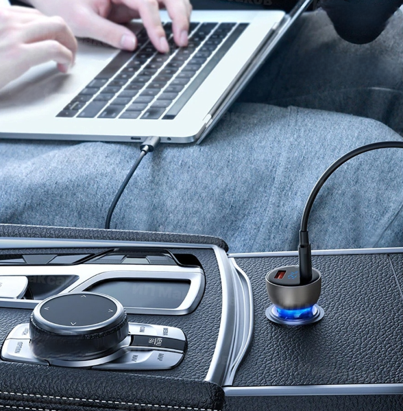 Автомобильное зарядное устройство в прикуриватель Car Charger USBPD, 3.0 LED- дисплей / зарядка двух - фото 4 - id-p216373547