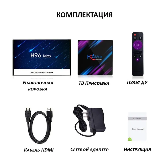 Телевизионная андроид приставка Smart TV H96 Max, Android 9, 4K UltraHD 2G/16Gb с пультом ДУ H96 Max - фото 5 - id-p216373548