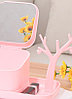 Органайзер для мелочей / косметики 2 в 1 со складным зеркалом и подставкой-деревцем для украшений  Розовый, фото 4