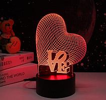 Светильник-ночник 3d эффект Сердце Love