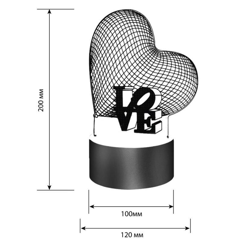 Светильник-ночник 3d эффект Сердце Love - фото 7 - id-p216376538