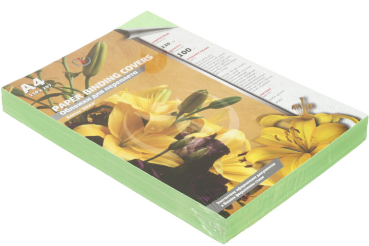 Обложки для переплета картонные D&A (А4) А4, 100 шт., 230 г/м2, светло-зеленые, тиснение «под кожу» - фото 2 - id-p216376597