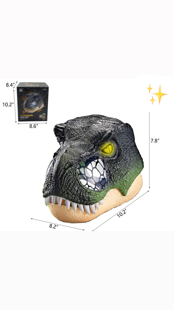 Светящиеся глаза динозавр маска движущаяся челюсть и звуки, движущийся рот T-rex маска - фото 1 - id-p216380257