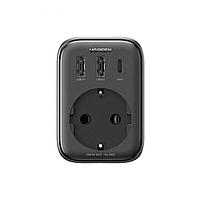 Зарядное устройство Ugreen CD314 DigiNest Outlet Extender Converter 2xUSB-A + USB-C 30W EU/UK Black 15261