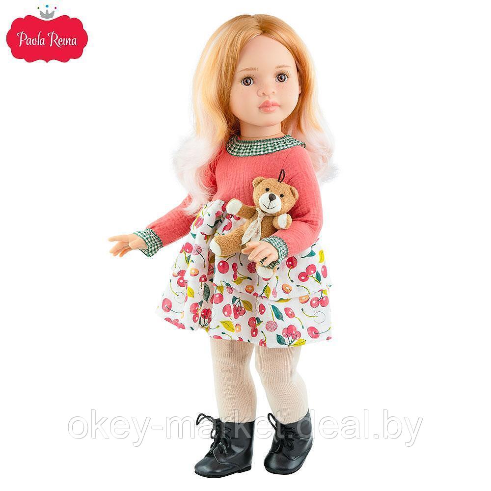 Кукла шарнирная 60 см Paola Reina 06572 Белен в цветочном платье с плюшевым мишкой - фото 4 - id-p216380787