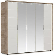 Шкаф Джулия 5 дверей - 3 зеркала с порталом (Крафт серый/белый глянец) фабрика Империал