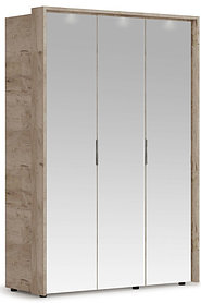 Шкаф Джулия 3 двери - 3 зеркала с порталом (Крафт серый/белый глянец) фабрика Империал