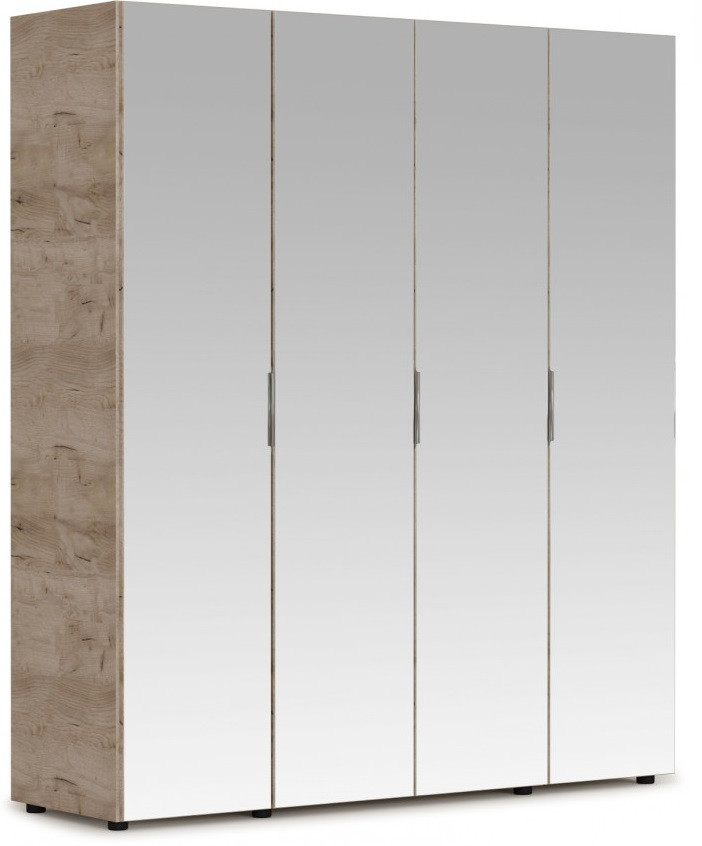 Шкаф Джулия 4 двери - 4 зеркала (Крафт серый/белый глянец) фабрика Империал - фото 1 - id-p129459500