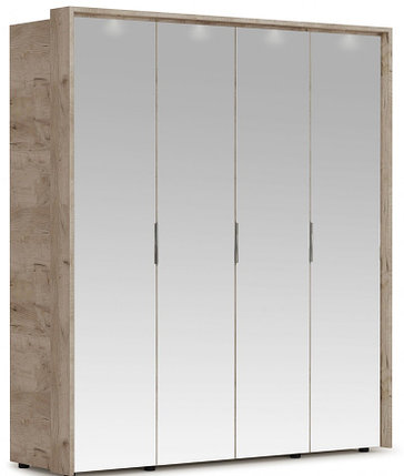 Шкаф Джулия 4 двери с порталом - 4 зеркала (Крафт серый/белый глянец) фабрика Империал, фото 2