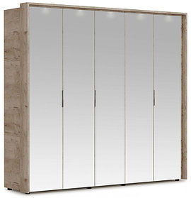 Шкаф Джулия 5 дверей - 5 зеркал с порталом (Крафт серый/белый глянец) фабрика Империал