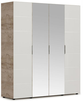 Шкаф Джулия 4 двери - 2 зеркала (Крафт серый/белый глянец) фабрика Империал, фото 2