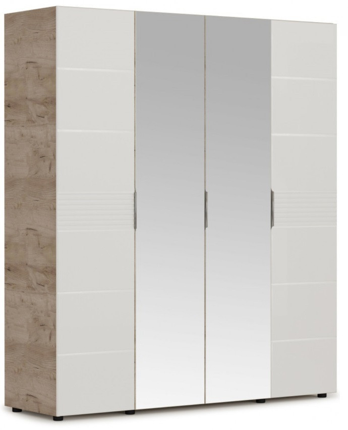 Шкаф Джулия 4 двери - 2 зеркала (Крафт серый/белый глянец) фабрика Империал - фото 1 - id-p129459479