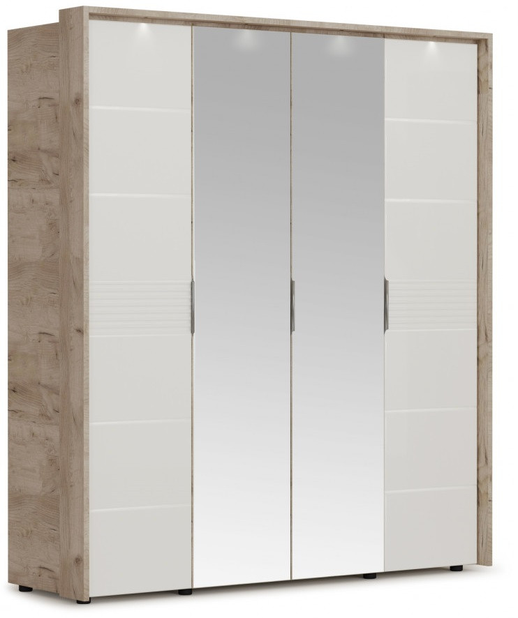 Шкаф Джулия 4 двери с порталом - 2 зеркала (Крафт серый/белый глянец) фабрика Империал - фото 1 - id-p129459676