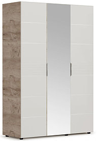 Шкаф Джулия 3 двери- 1 зеркало (Крафт серый/белый глянец) фабрика Империал