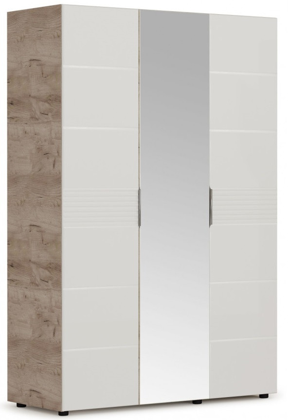 Шкаф Джулия 3 двери- 1 зеркало (Крафт серый/белый глянец) фабрика Империал - фото 1 - id-p129457164