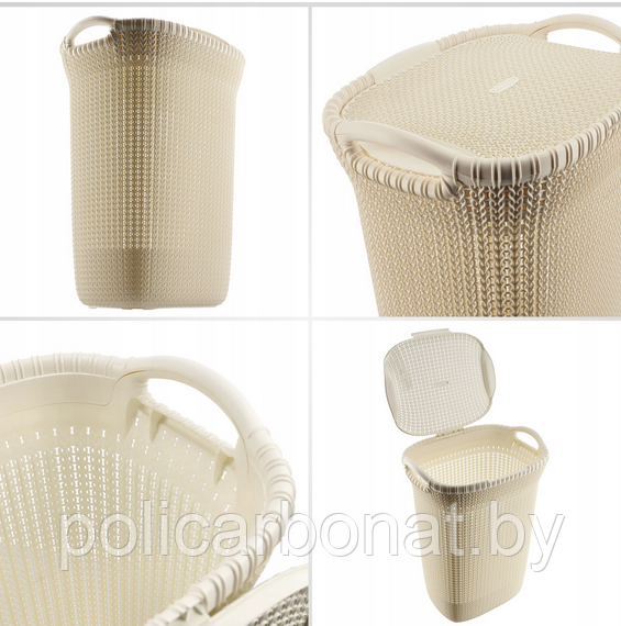 Корзина бельевая KNIT LAUNDRY HAMPER, 57л, белый - фото 6 - id-p107895642