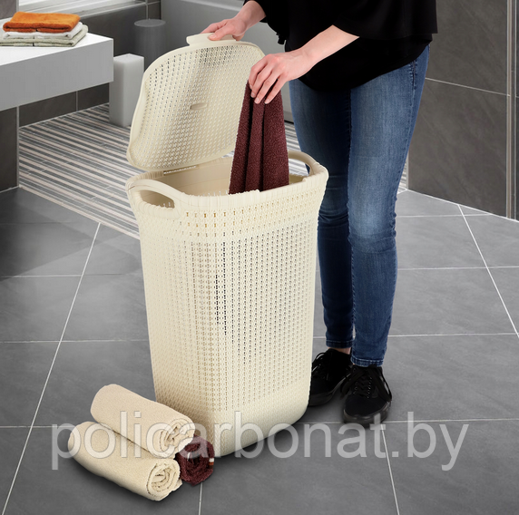 Корзина бельевая KNIT LAUNDRY HAMPER, 57л, белый - фото 9 - id-p107895642