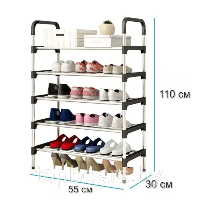 Полка для обуви металлическая Easy Shoe Rack / Этажерка / Обувница напольная 4 яруса 95х55х30см. - фото 5 - id-p216384179