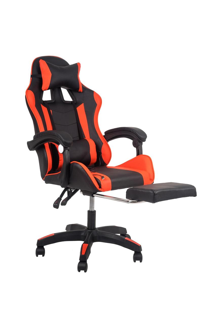 Кресло массажное Calviano 1583 с подножкой черно-красный - фото 1 - id-p216384671